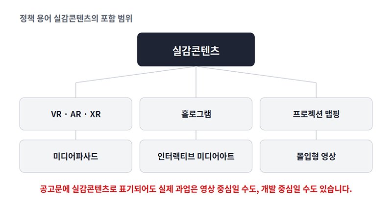 정책 용어로써 '실감콘텐츠'가 의미하는 다양한 과업의 범위