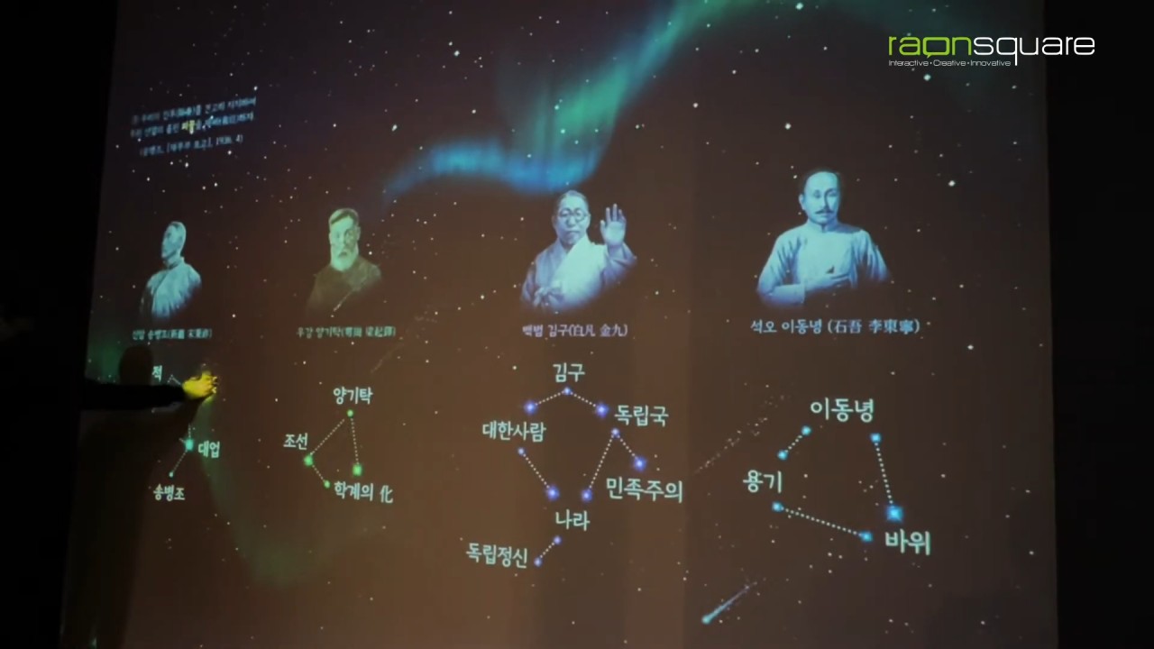 임시정부 수반 8명의 키워드를 터치하여 어록을 학습하고 이해